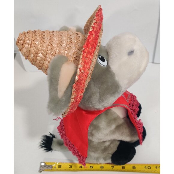 PBC Christmas Cisco Donkey in Straw Hat Mexican Outfit Poncho Plush Moves READ - Picture 13 of 14